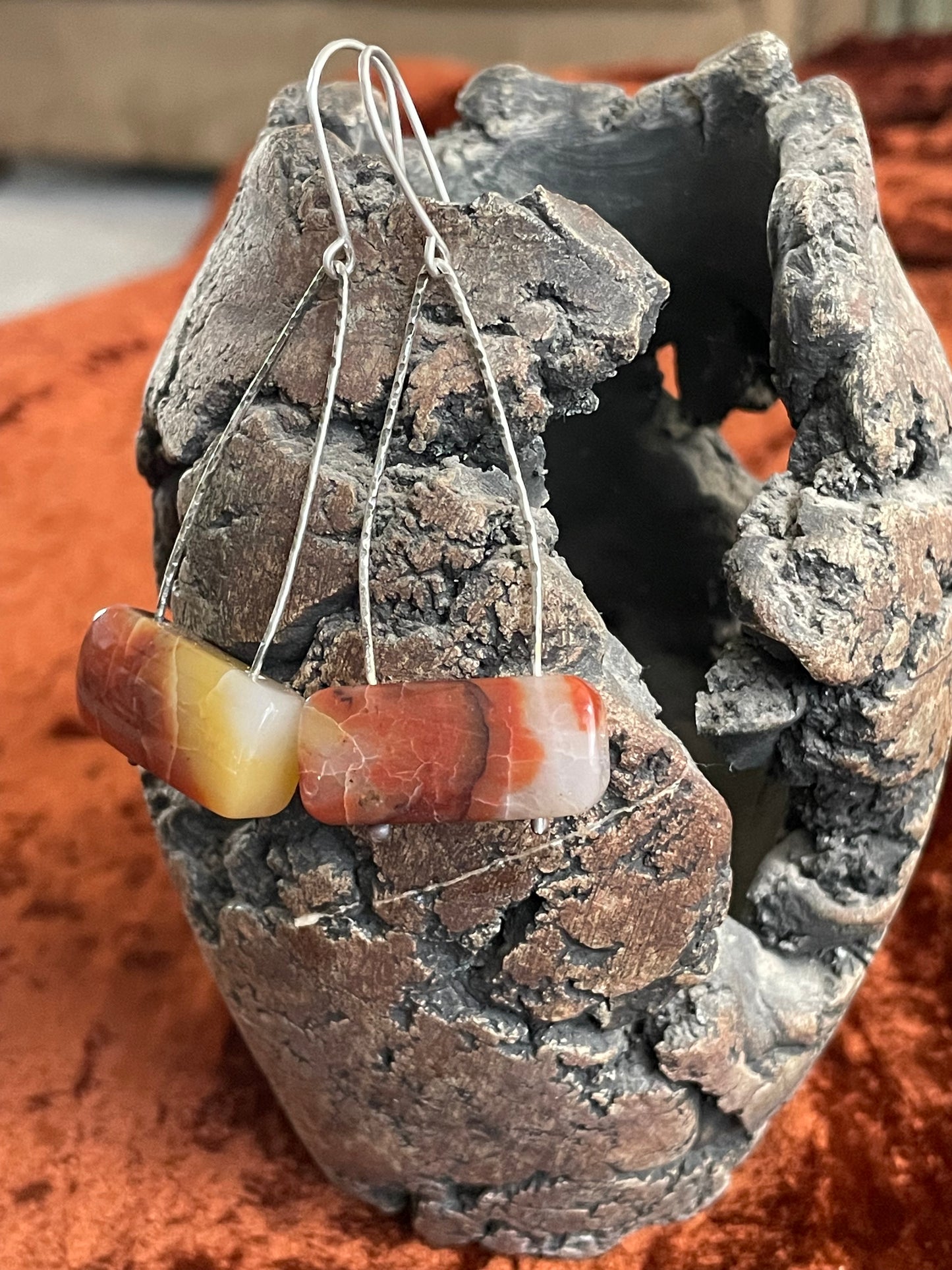 Carnelian and sterling silver earrings