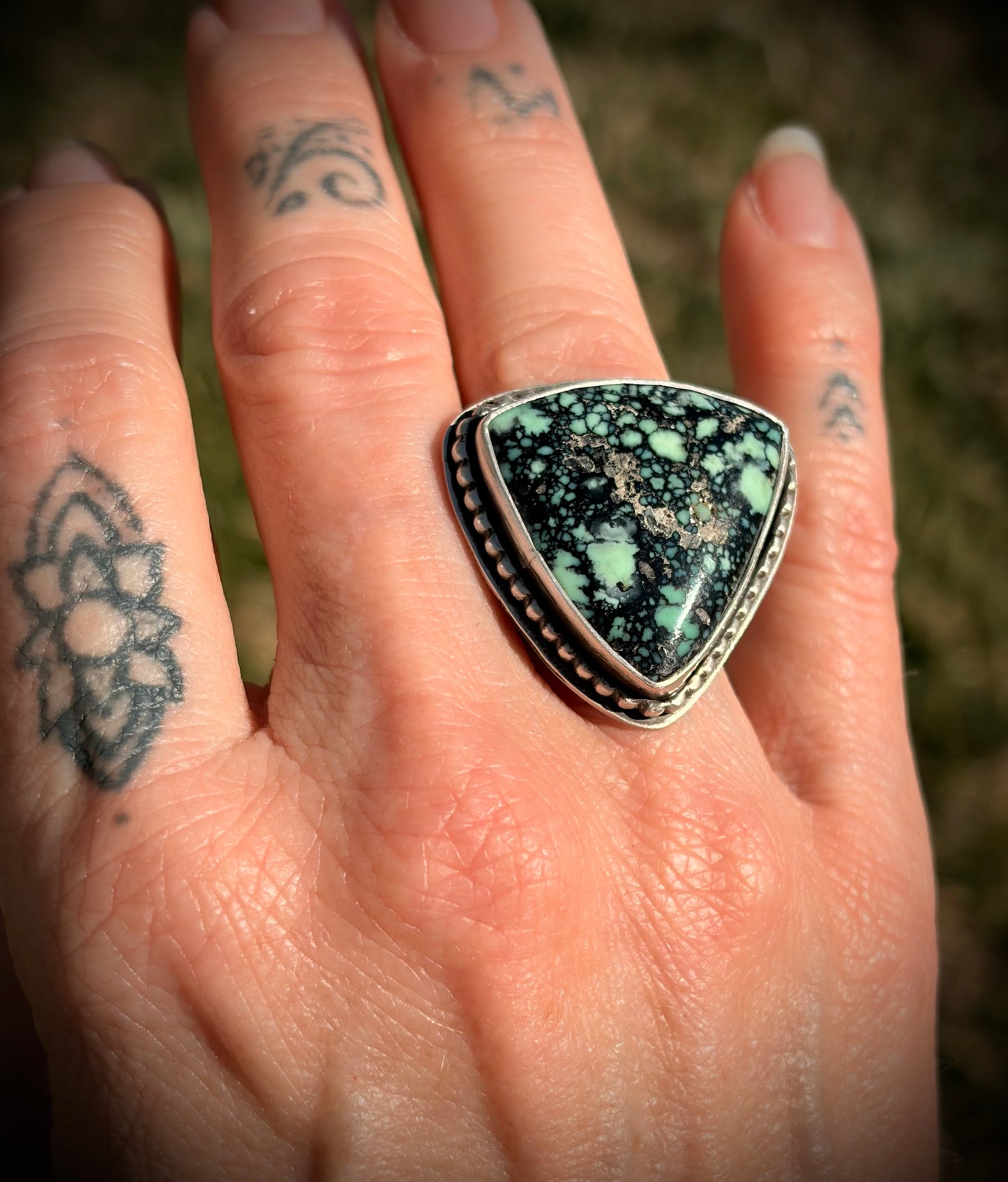 Angel Wing Variscite Sterling Silver Ring - Size 5 1/2