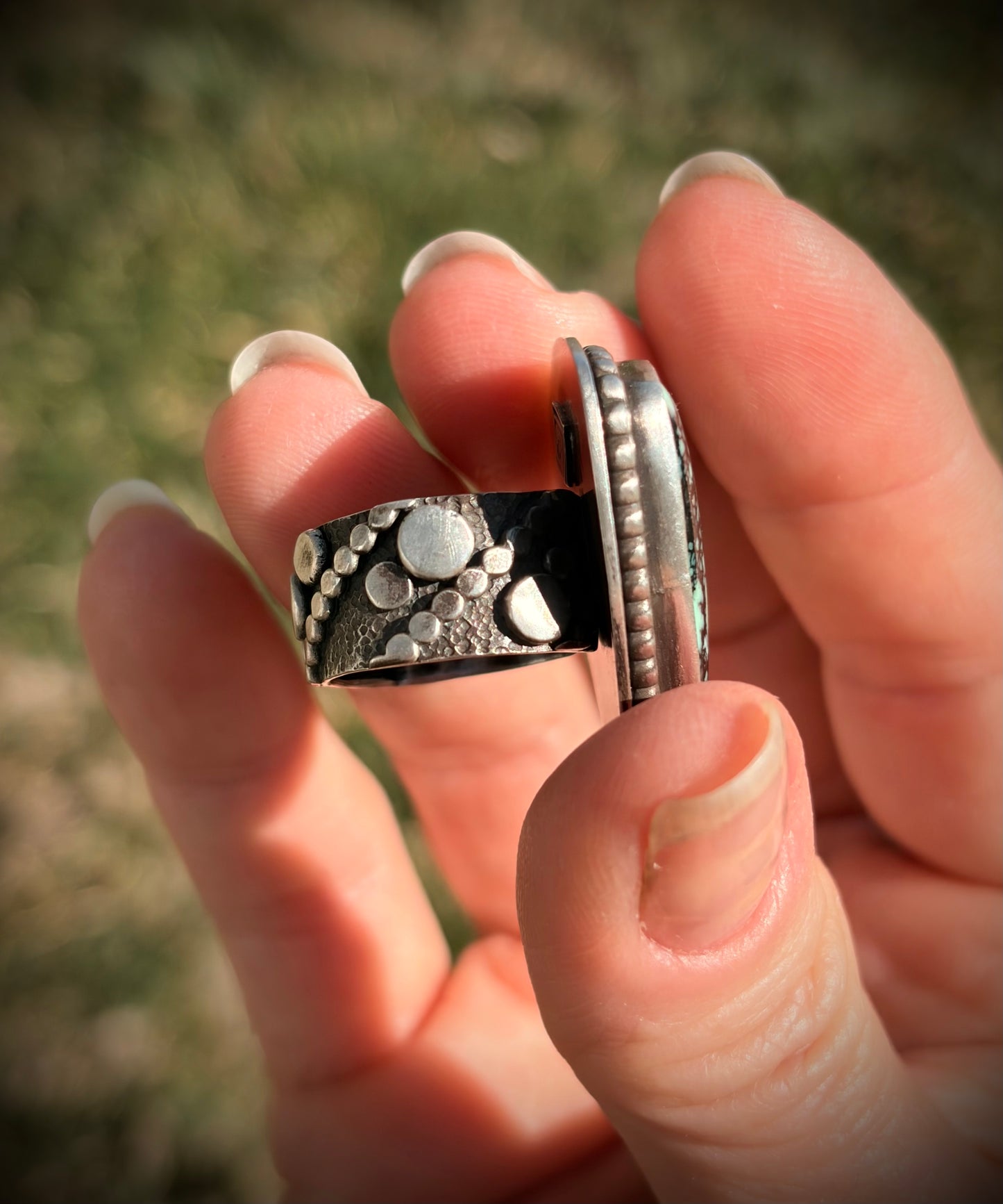 Angel Wing Variscite Sterling Silver Ring - Size 5 1/2