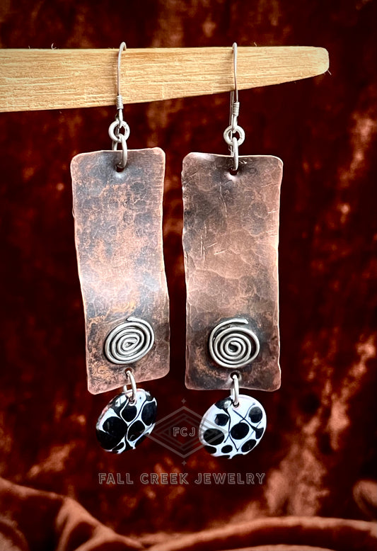 Copper - sterling silver earrings