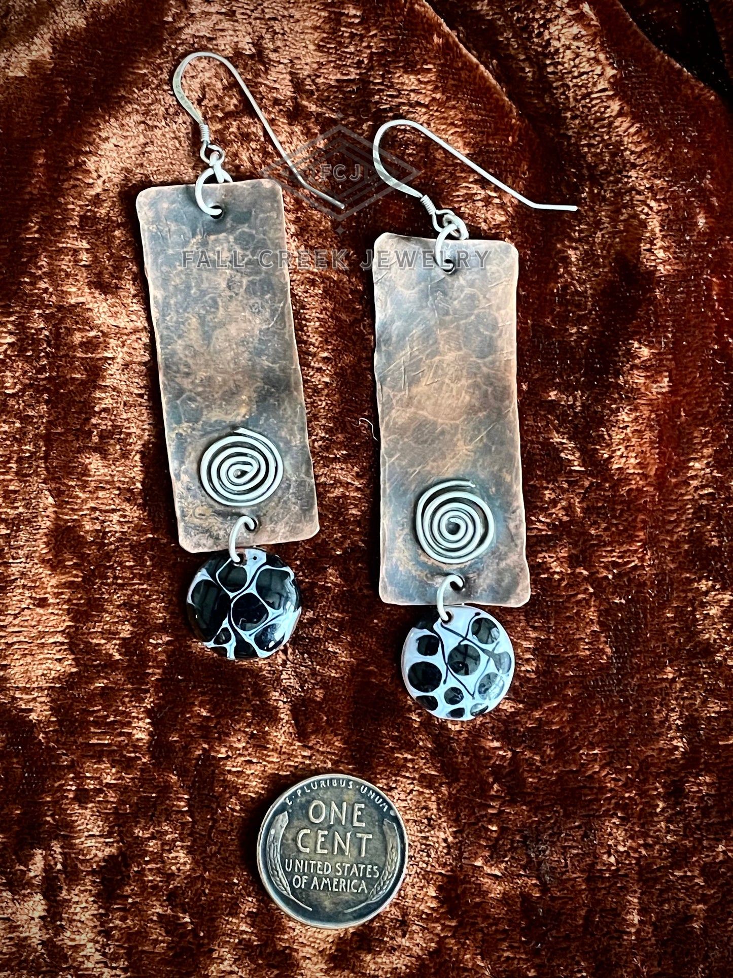 Copper - sterling silver earrings