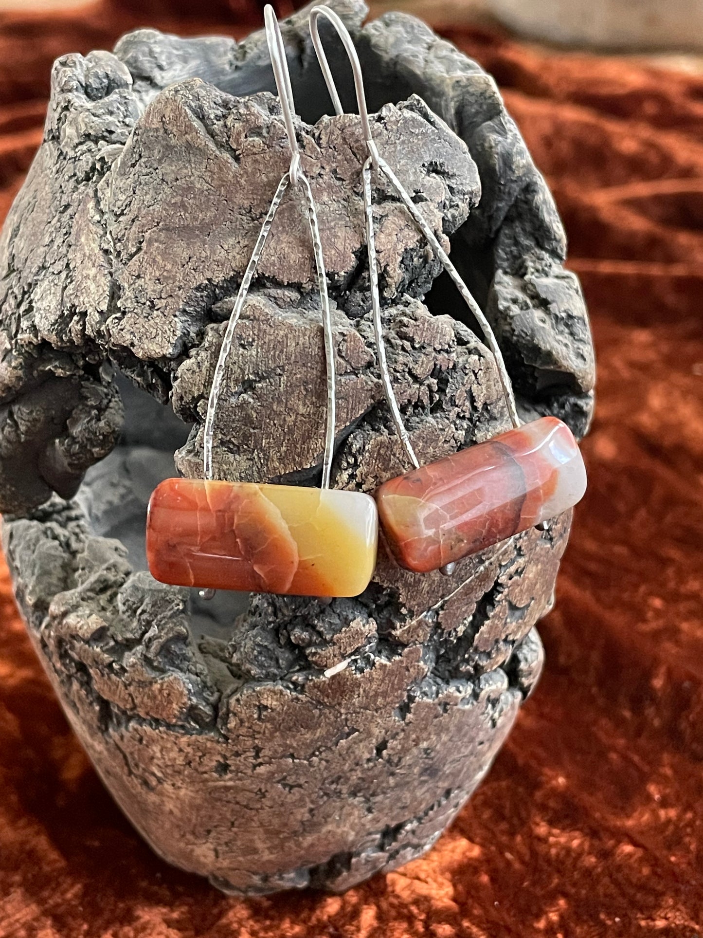Carnelian and sterling silver earrings